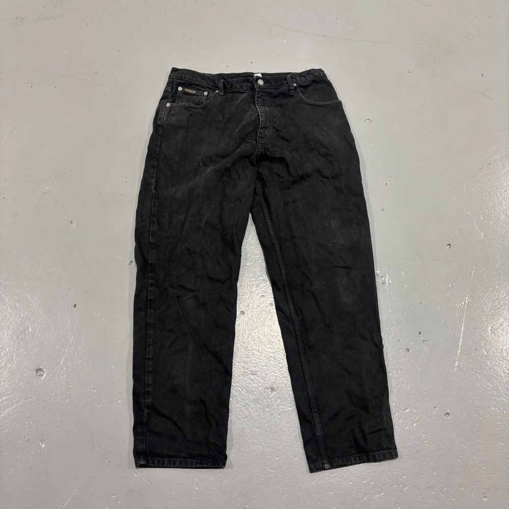 Vintage Calvin Klein Jeans Mens 34 Black Straight Leg 100% Cotton Denim Pants